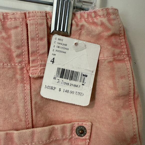 Free People We the Free Supersonic High Waist Slim Crop Barrel Jeans Pink 4 NEW - Picture 7 of 10